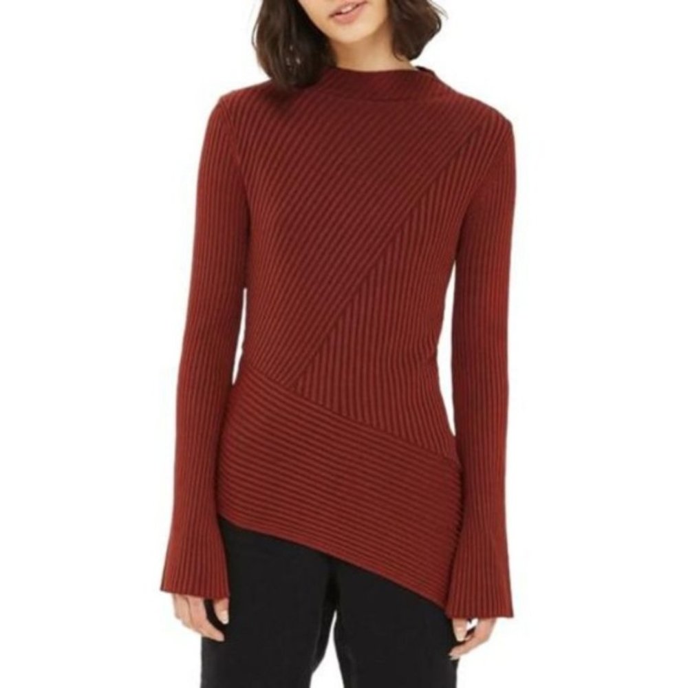 Topshop Asymmetrical Ribbed Sweater